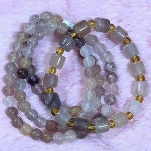 Certified Natural Golden Silk Jade Jadeite Round Bead Necklace 20” & Bracelet